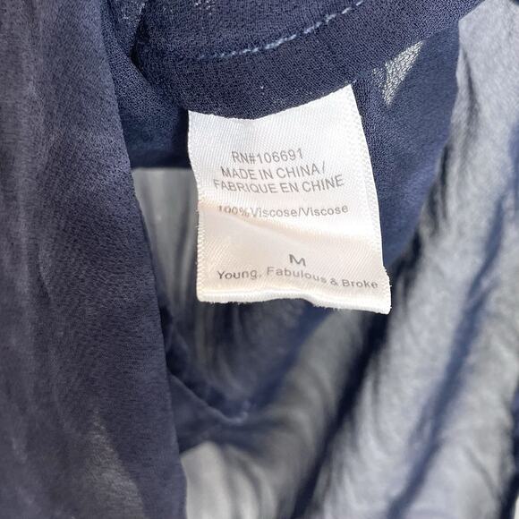 Young Fabulous & Broke Tie Dye Tunic Wrap Top Womens Medium Asymmetrical Blue - Picture 6 of 6